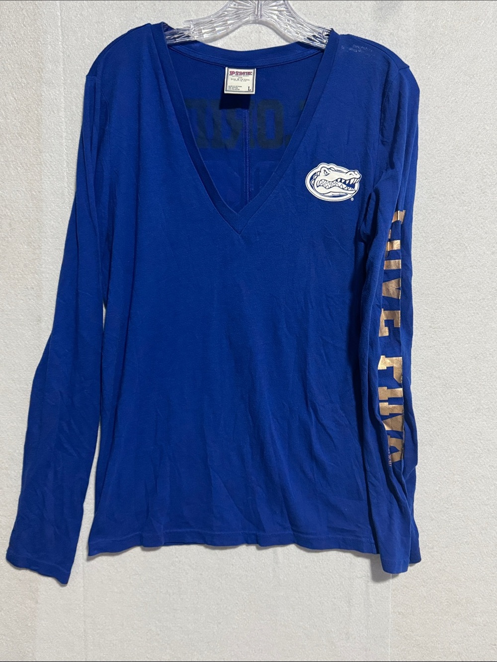 PINK Victoria's Secret Y2K Gators Royal Blue V-Neck Long Sleeve